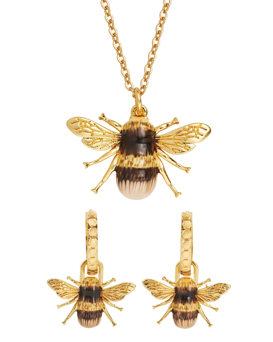fable-england-bee-schmuckset-biene-gold-huggies image 1