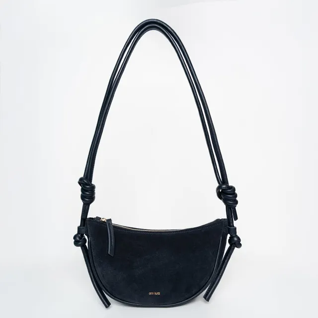 ann-kurz-mini-half-moon-crossbody-suede-navy image 1