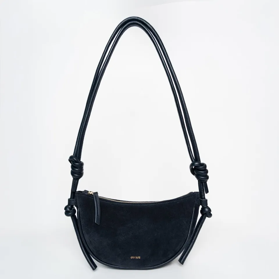 ann-kurz-mini-half-moon-crossbody-suede-navy image 1
