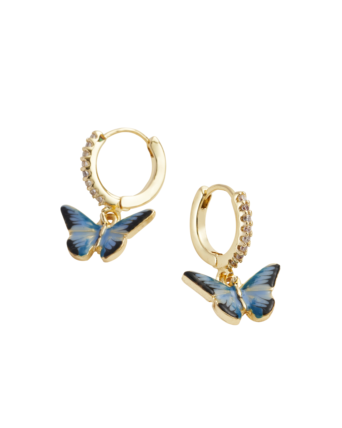 fable-england-blue-butterfly-huggie-ohrringe-blau-emaille image 1
