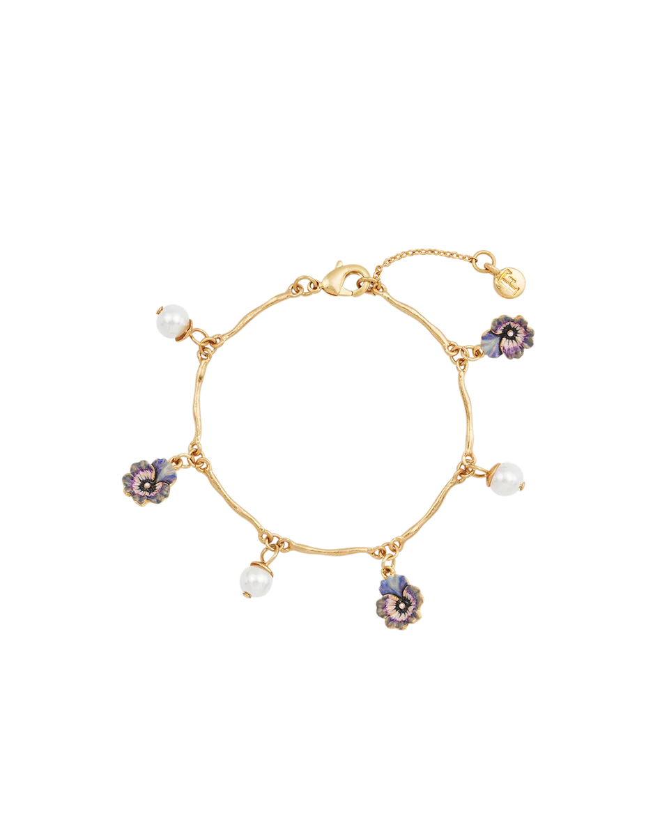 fable-england-jewellery-pansy-pearl-charm-armband-gold image 1