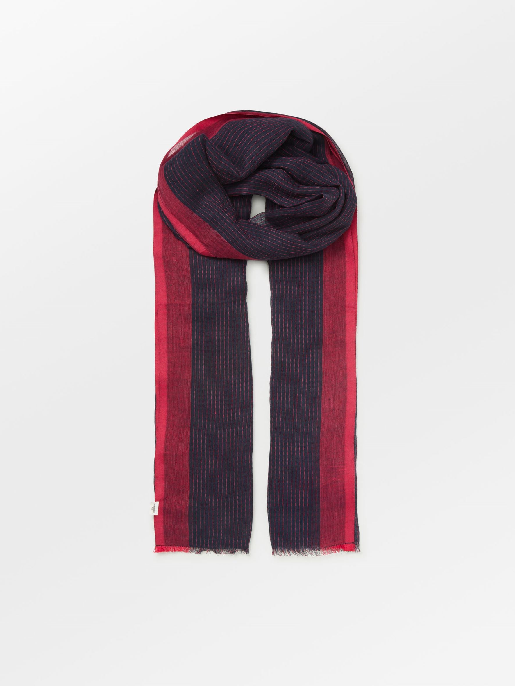 becks-ndergaard-stripy-cowea-schal-rot-baumwolle-85x185 image 2