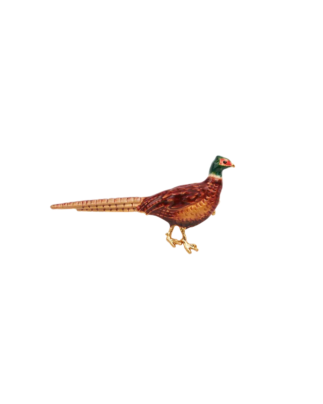 fable-england-golden-pheasant-brosche-gold-fasan-handbemalt image 1