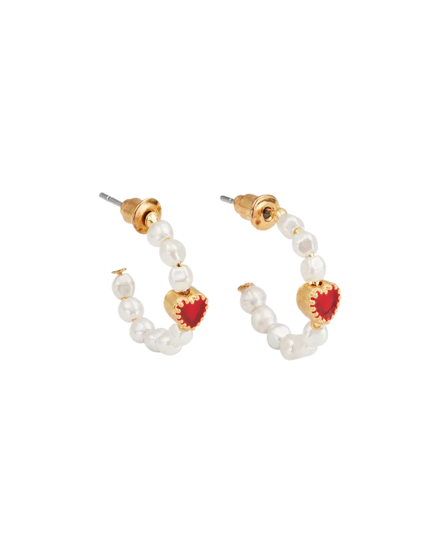fable-england-jewellery-love-heart-pearl-hoop-ohrringe-gold-rot image 1
