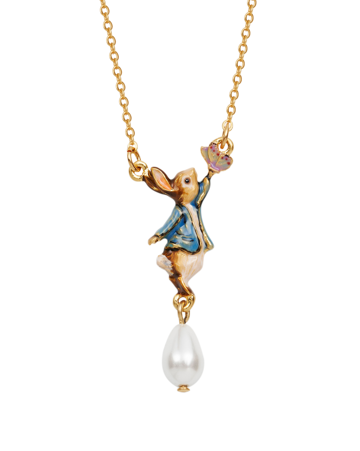 fable-england-peter-rabbit-butterfly-pearl-halskette-gold image 1