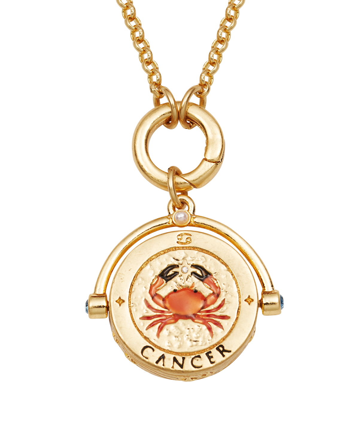 fable-england-cancer-zodiac-spinner-kette-gold-krebs-lapis image 1
