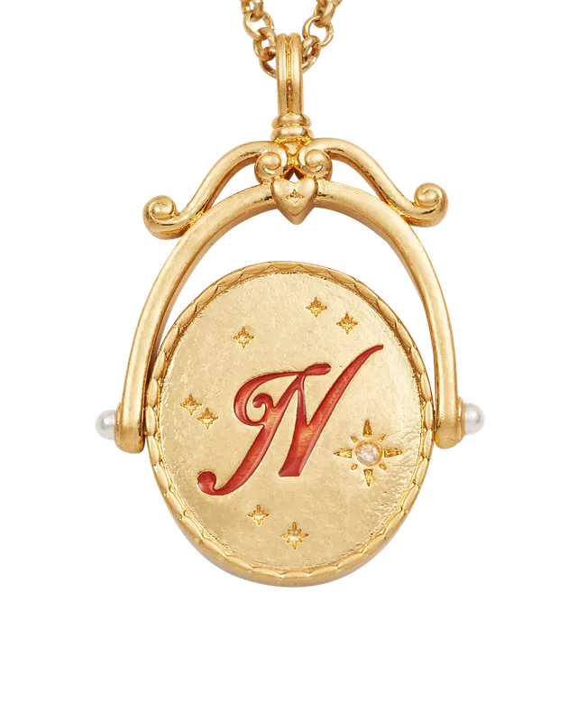 fable-england-jewellery-n-initial-nasturtium-spinner-halskette-gold image 1