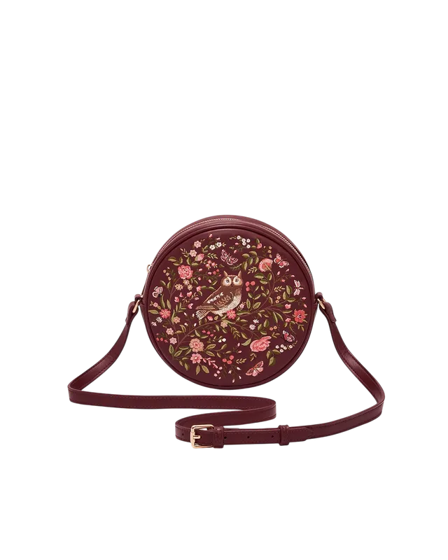 fable-england-chloe-owl-circle-tasche-umh-ngetasche-burgundy image 1