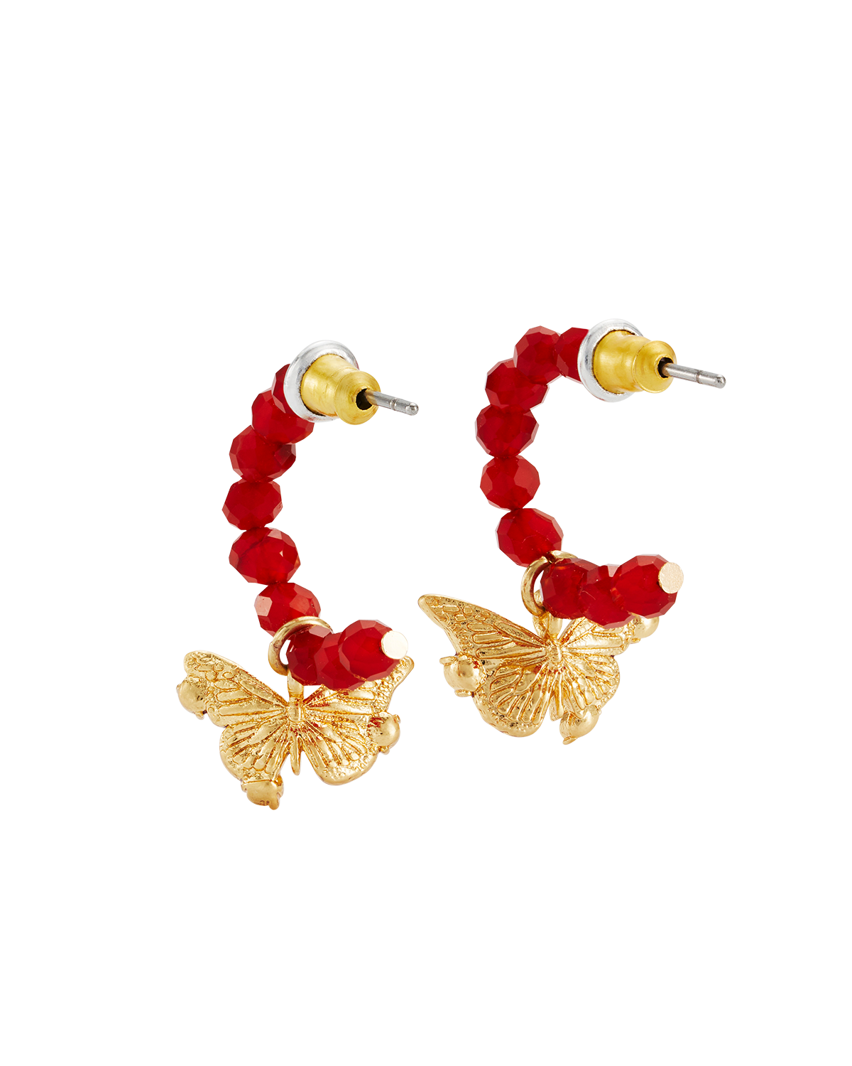 fable-england-hera-butterfly-charm-creolen-ohrringe-gold-rot image 4