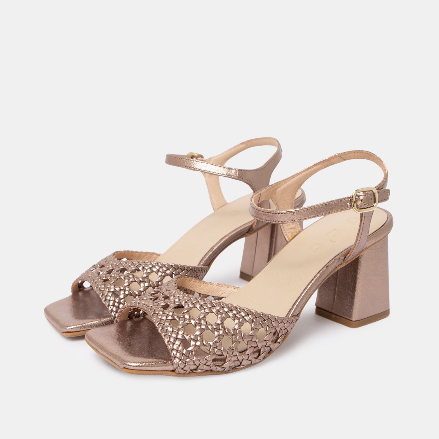 ann-kurz-braided-heel-sandalen-metallic-rame-leder image 1