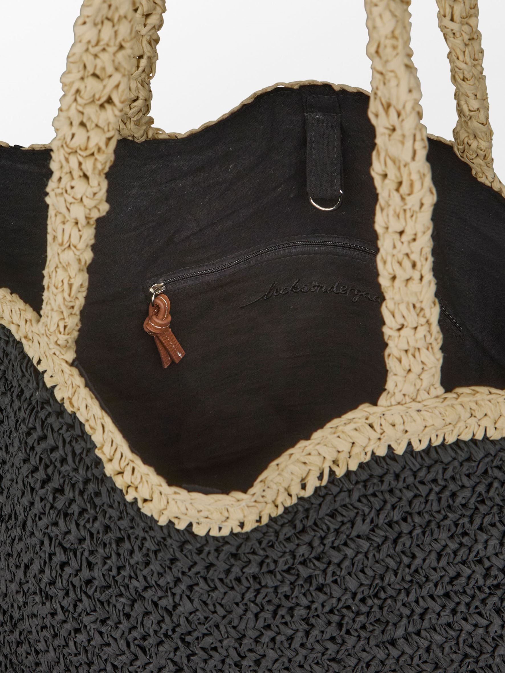 becks-ndergaard-paper-straw-tota-tasche-strandtasche-schwarz image 3