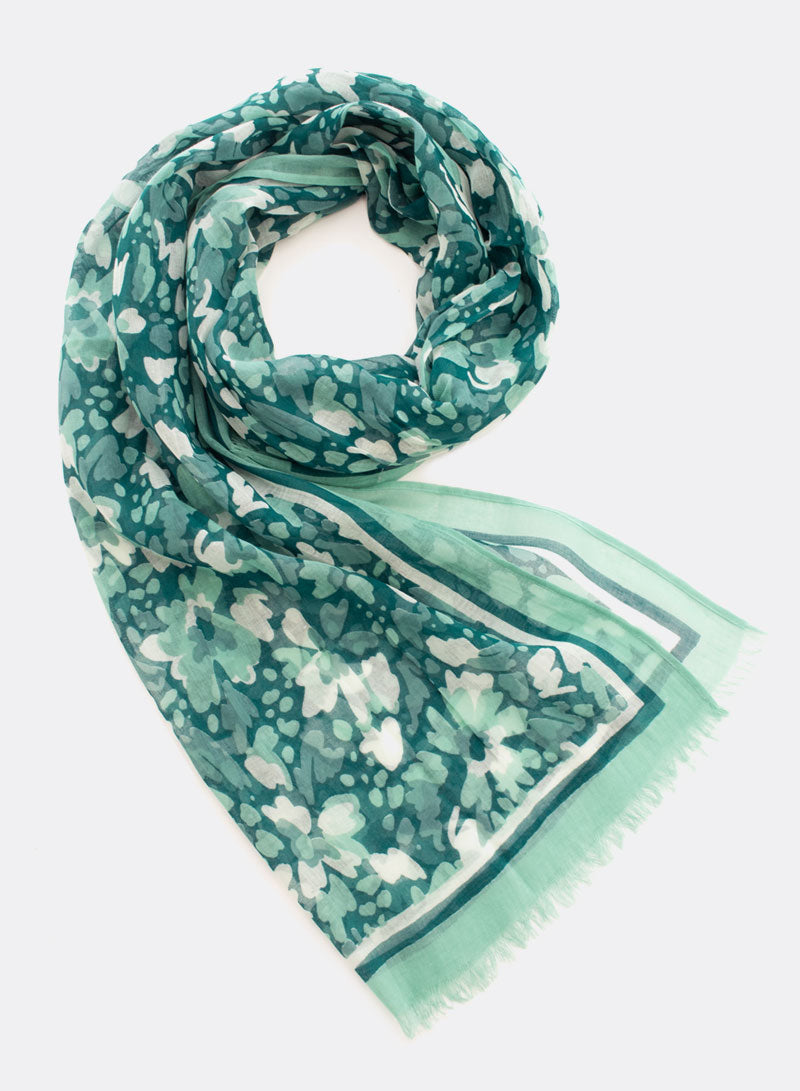 djian-elsa-schal-baumwolle-gr-n-floral-70x190 image 1