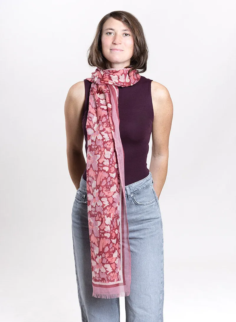 djian-elsa-schal-baumwolle-rosa-rot-floral-kba image 1