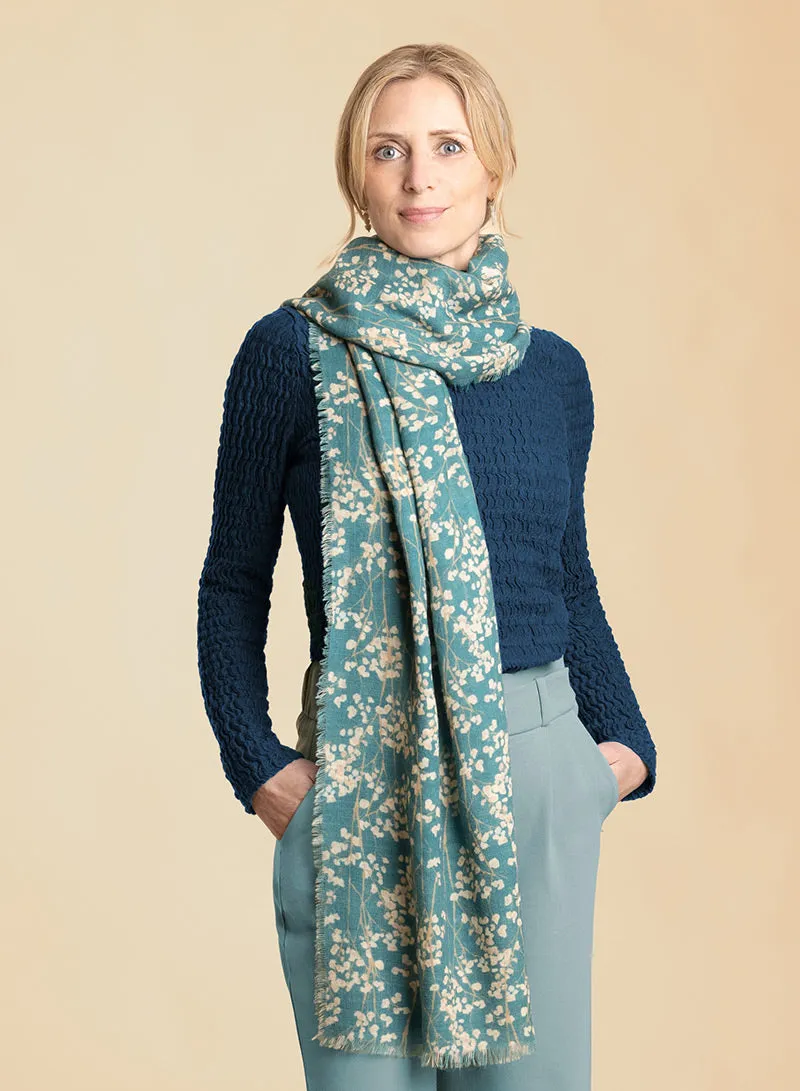 djian-filia-schal-merinowolle-blau-t-rkis-floral image 1