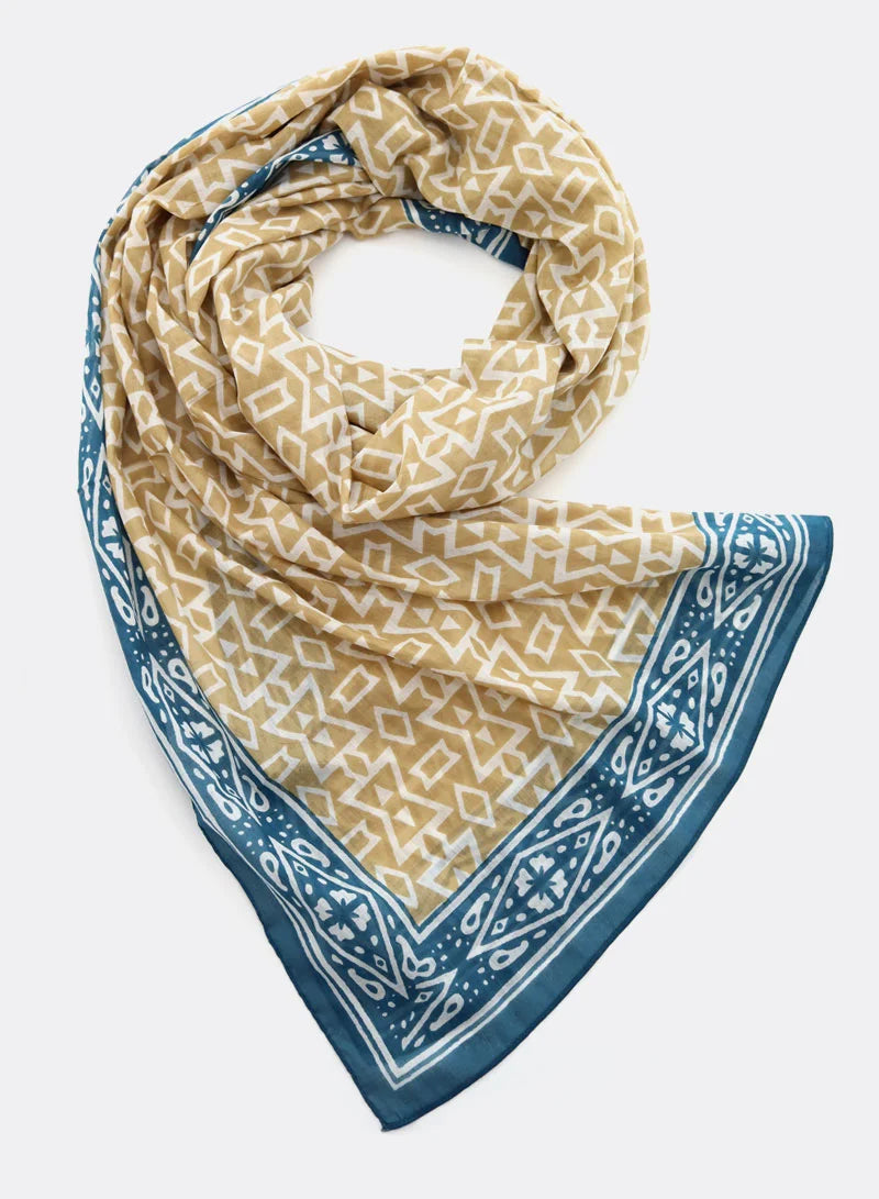 djian-mala-baumwollschal-beige-blau-100-x-200-cm image 2