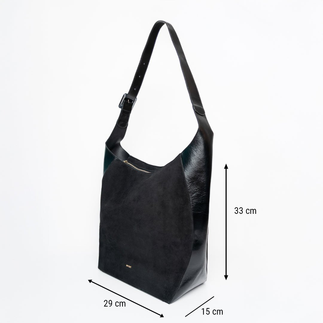 ann-kurz-vertical-shopper-tote-schwarz-suede-mix-laptopfach image 4