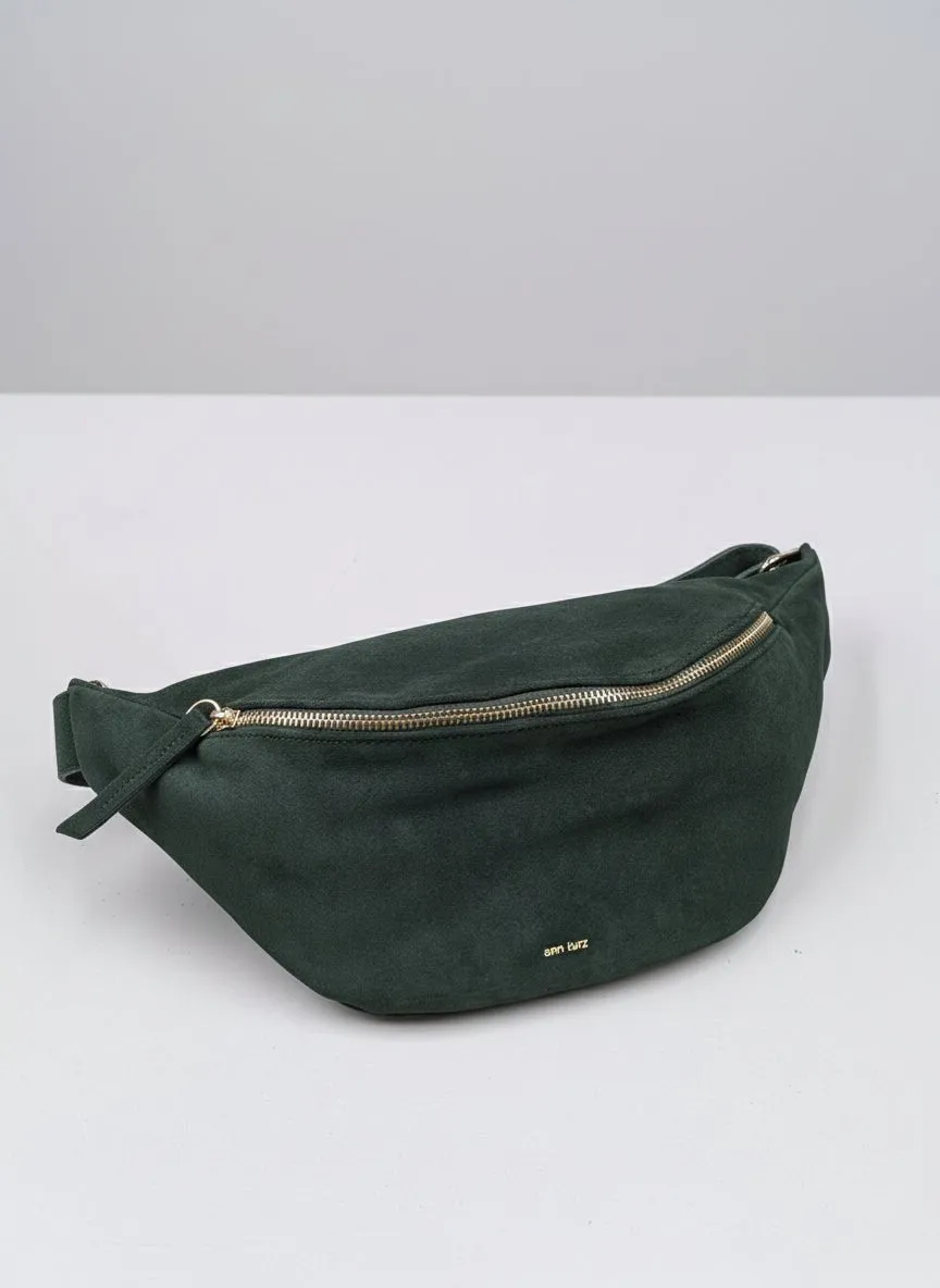 ann-kurz-fanny-pack-large-suede-bottle-green-bauchtasche-leder image 1