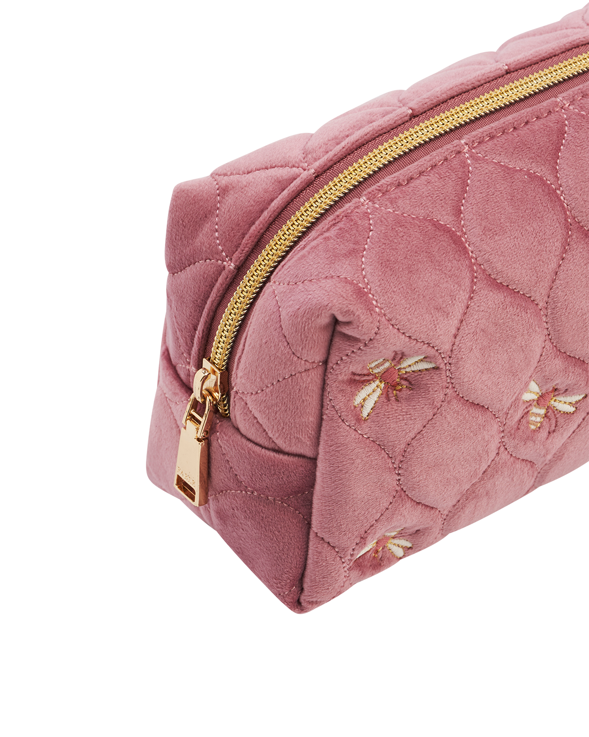 fable-england-quilted-bee-kosmetiktasche-rosa-samt-gesteppt image 5