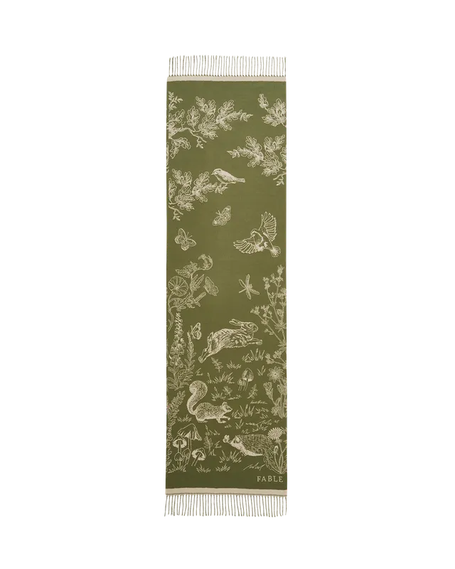 fable-england-woodland-check-jacquard-schal-khaki image 1