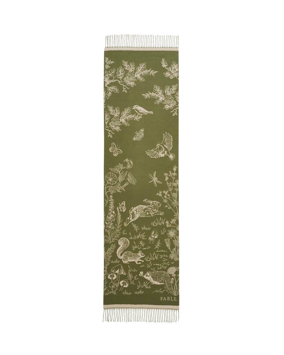 fable-england-woodland-check-jacquard-schal-khaki image 1