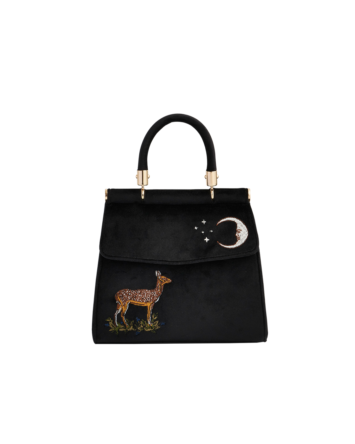 fable-england-deer-moon-tote-handtasche-samt-schwarz image 1