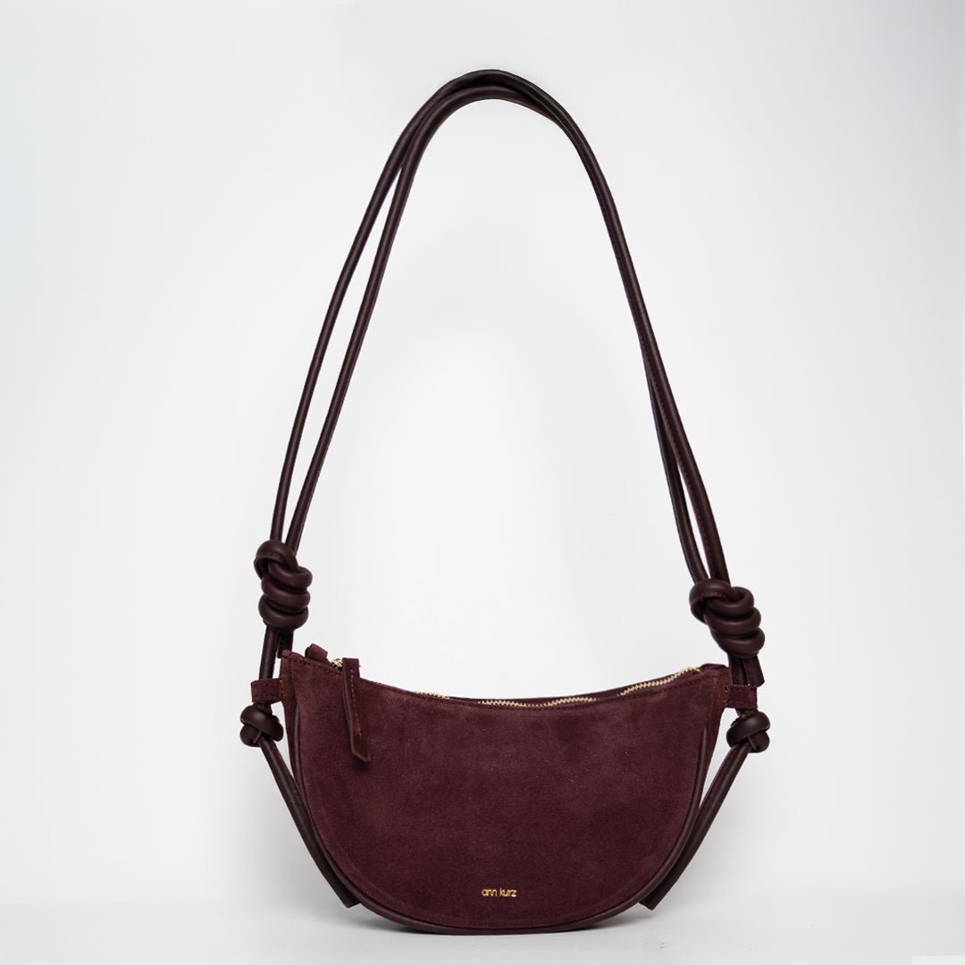 ann-kurz-half-moon-schultertasche-suede-burgundy-mit-rei-verschluss image 1