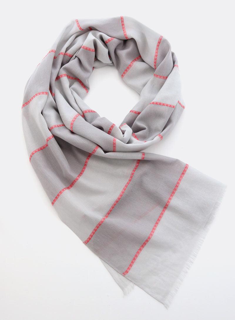 djian-big-stripes-schal-bio-baumwolle-grau-rosa image 2