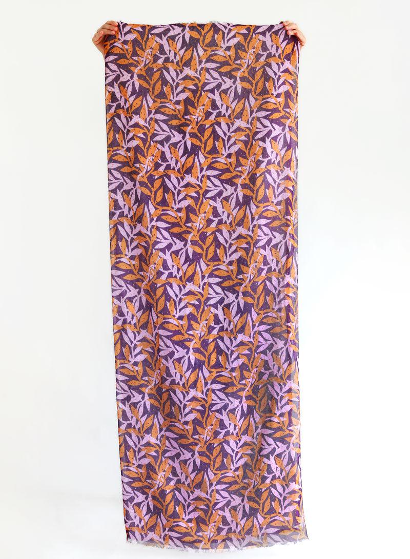 djian-alga-schal-baumwolle-modal-floral-lila-65x180 image 3