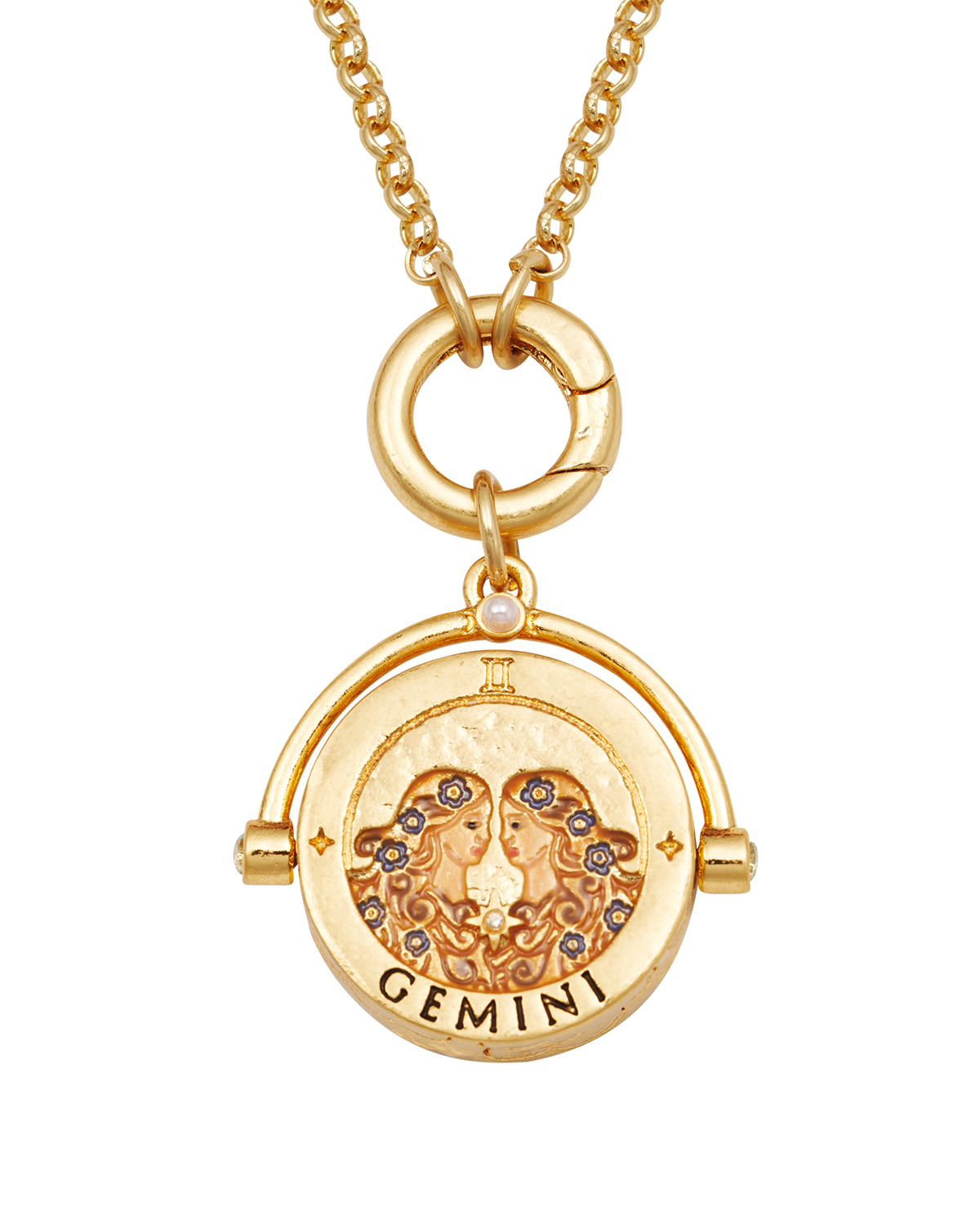 fable-england-gemini-zodiac-spinner-halskette-gold-sternzeichen image 1