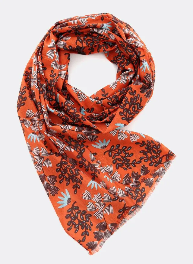 djian-fine-flowers-schal-bio-baumwolle-rot-orange image 1