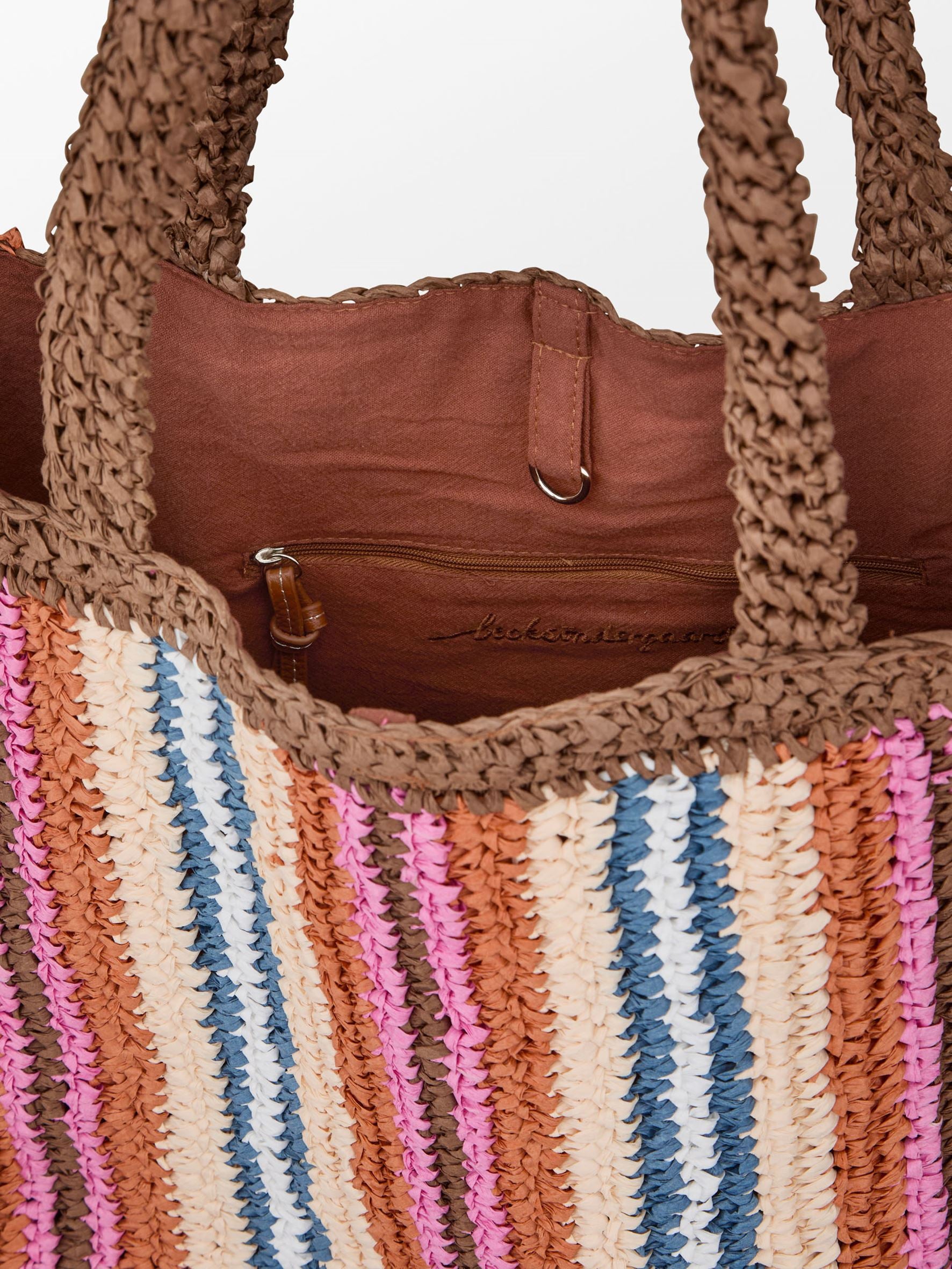 becks-ndergaard-stripe-straw-tasche-mocha-brown-34x36 image 2