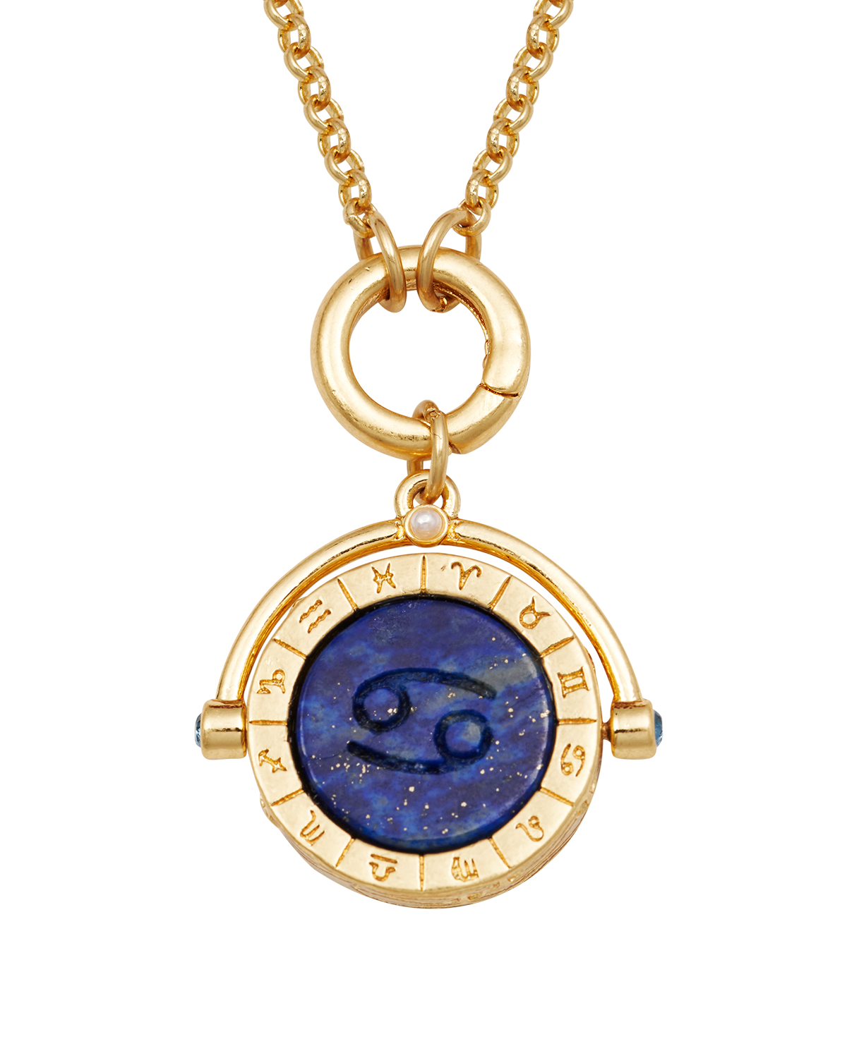 fable-england-cancer-zodiac-spinner-kette-gold-krebs-lapis image 4