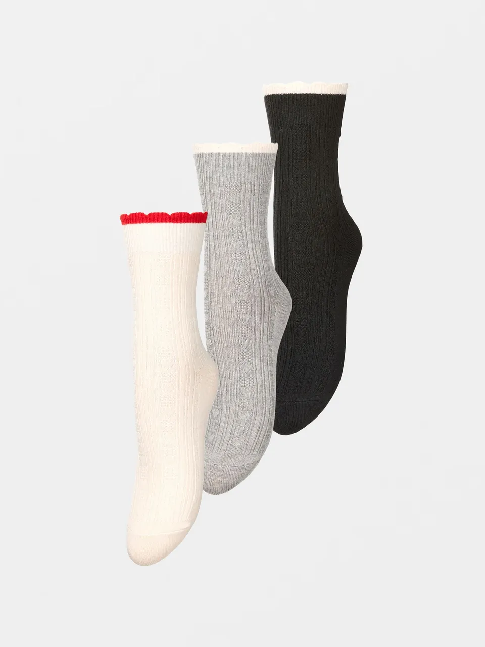 becks-ndergaard-scallop-socken-3er-pack-schwarz-grau-weiss image 1