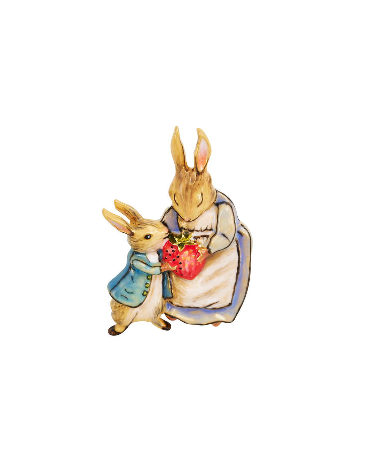 fable-england-peter-rabbit-mrs-rabbit-brosche-gold-emaille image 1