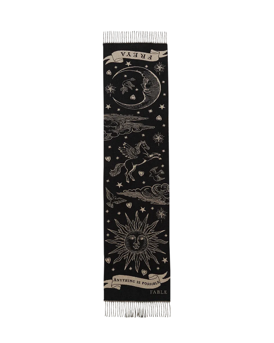 fable-england-freya-celestial-schal-schwarz-jacquard image 1