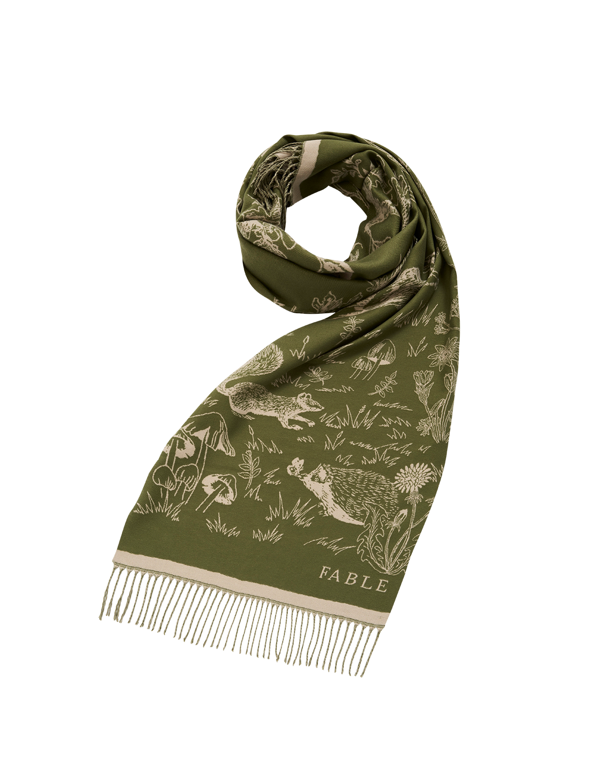 fable-england-woodland-check-jacquard-schal-khaki image 5