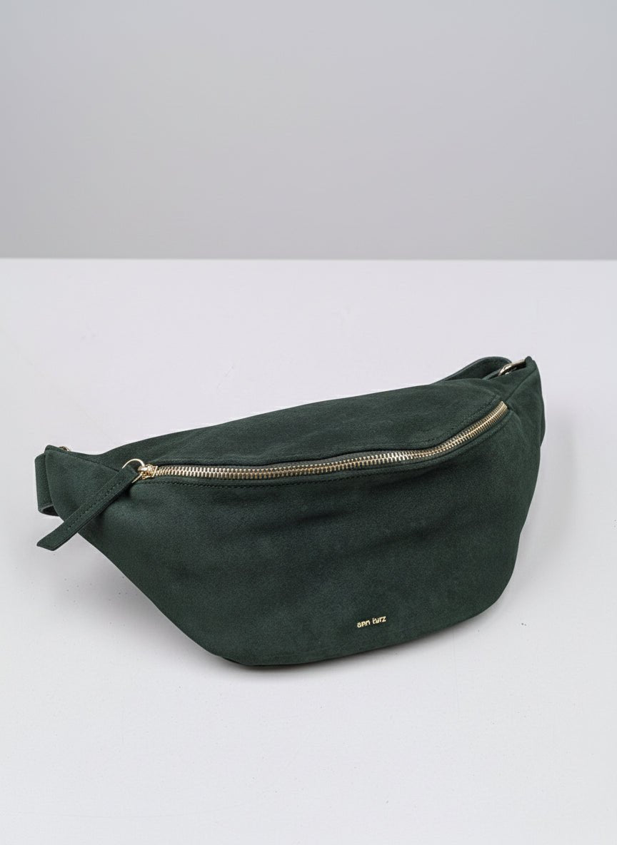 ann-kurz-fanny-pack-large-suede-bottle-green-bauchtasche-leder image 1