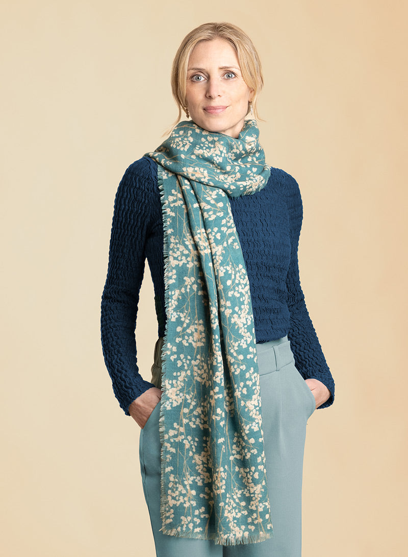 djian-filia-schal-merinowolle-blau-t-rkis-floral image 1