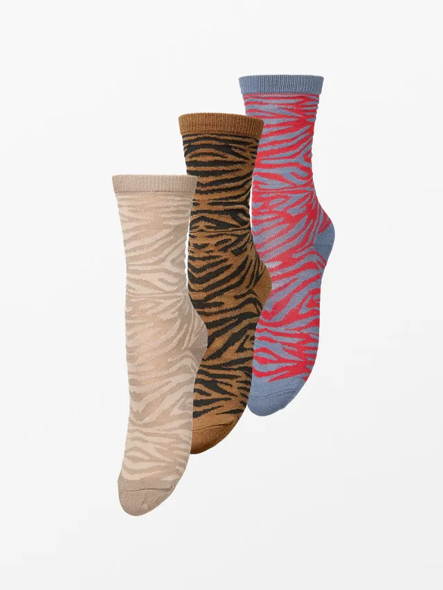 becks-ndergaard-tigarea-glitzer-socken-3er-pack-brown-sand-blue image 1