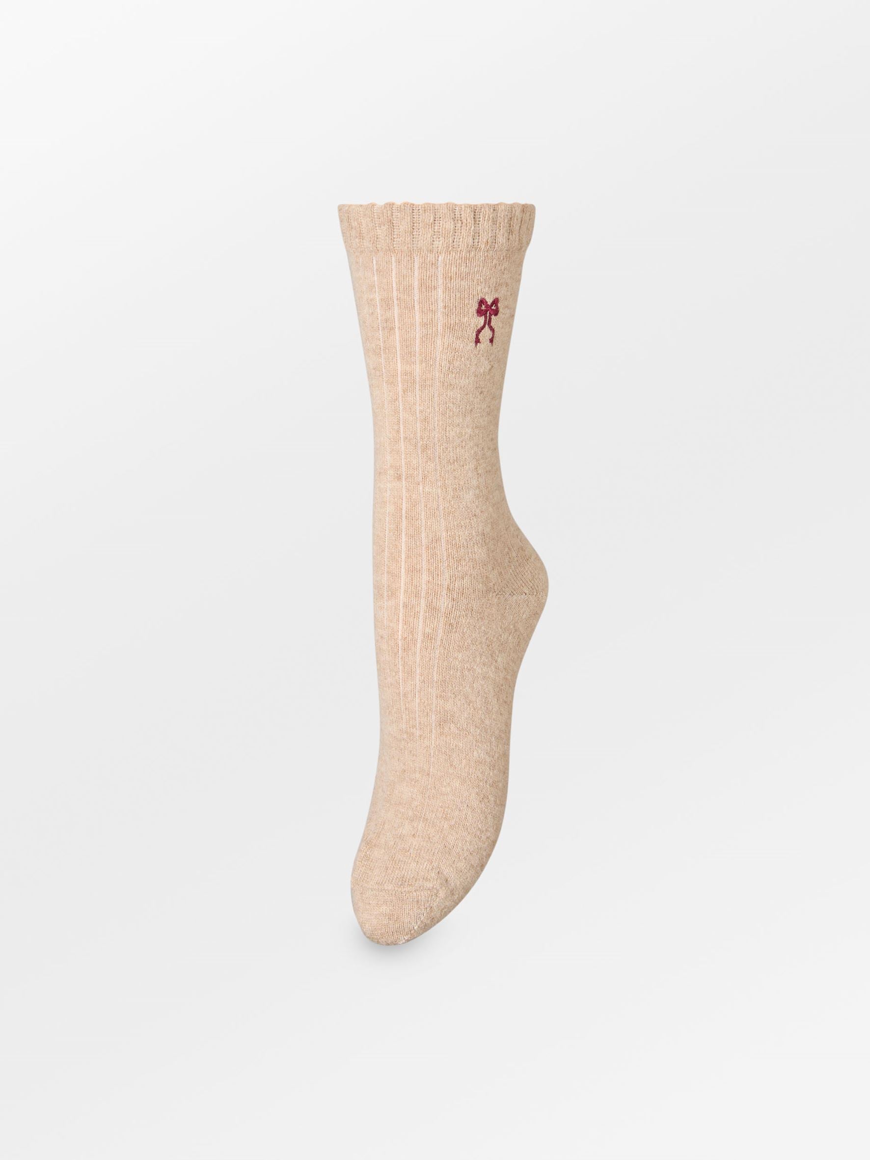 becks-ndergaard-bow-wola-socke-beige-melange-wollmix-schleife image 1