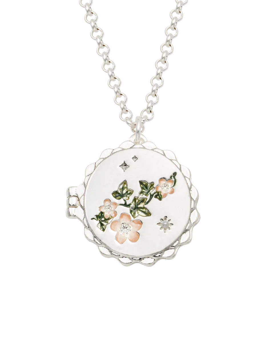 fable-england-ivy-blossom-medaillonkette-silber-mit-efeu image 1