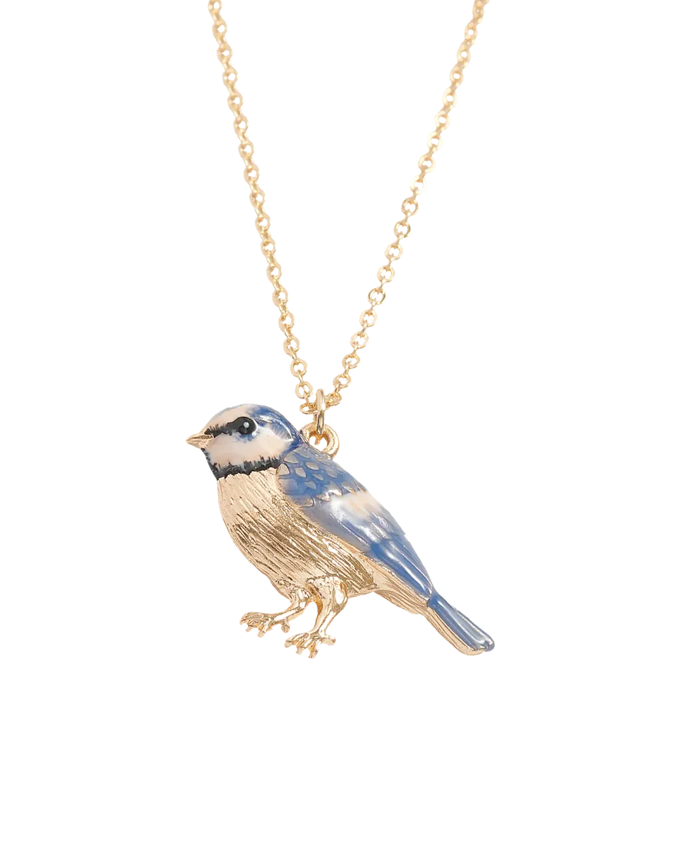 fable-england-enamel-blue-tit-halskette-blaumeise-kurz-blau image 1