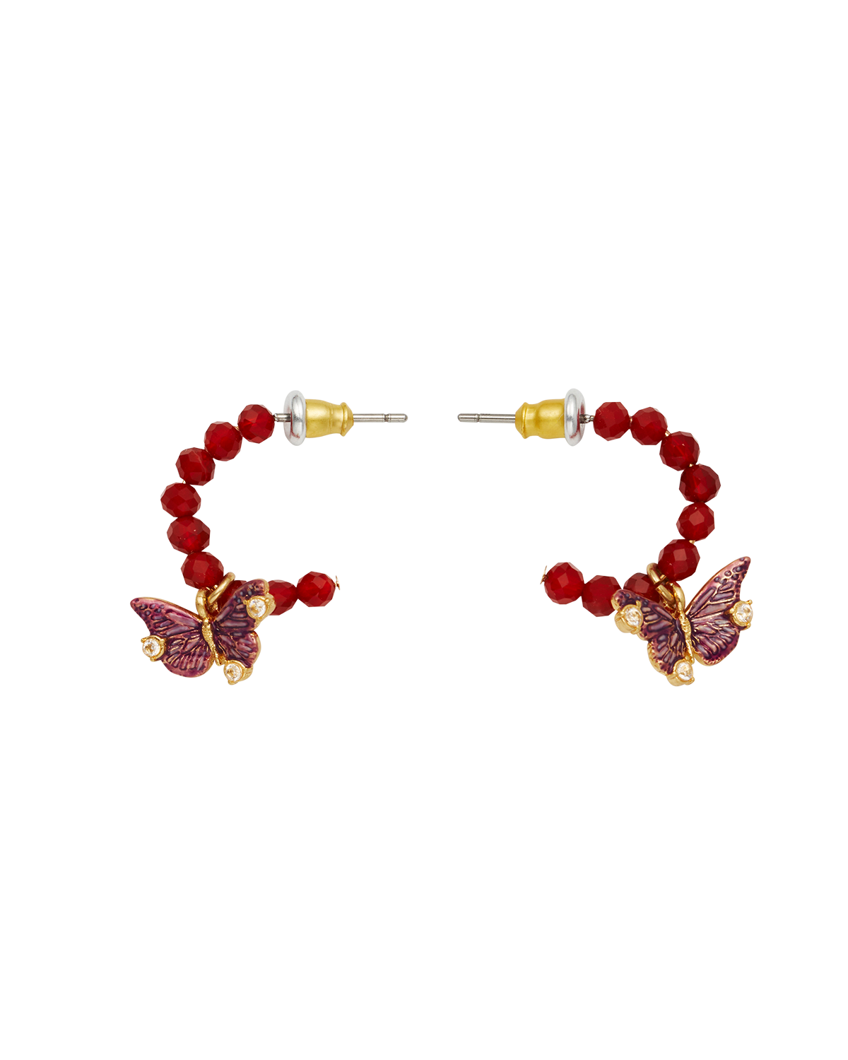 fable-england-hera-butterfly-charm-creolen-ohrringe-gold-rot image 3