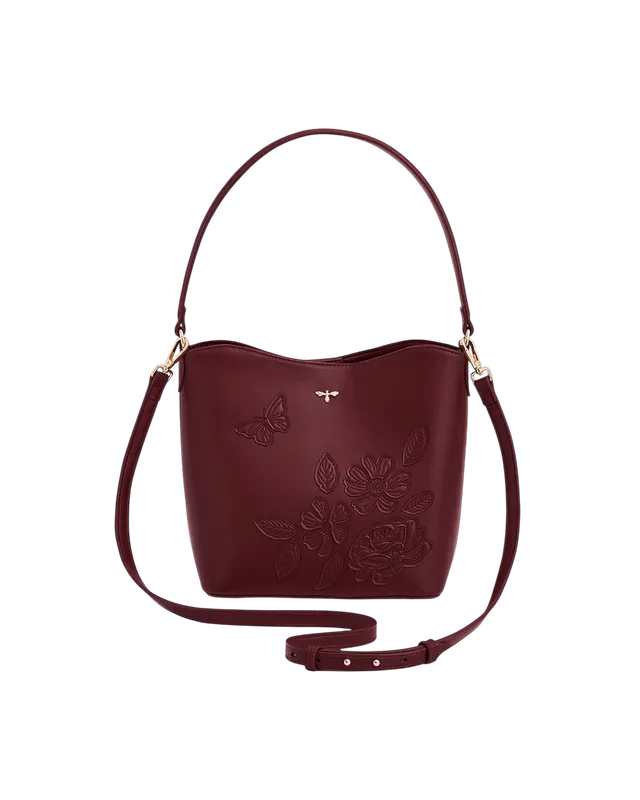 fable-england-floral-butterfly-bucket-bag-bordeaux-applikation image 1