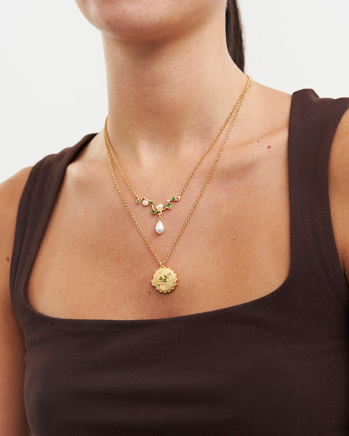 fable-england-ivy-pearl-halskette-gold-perle-efeu image 2