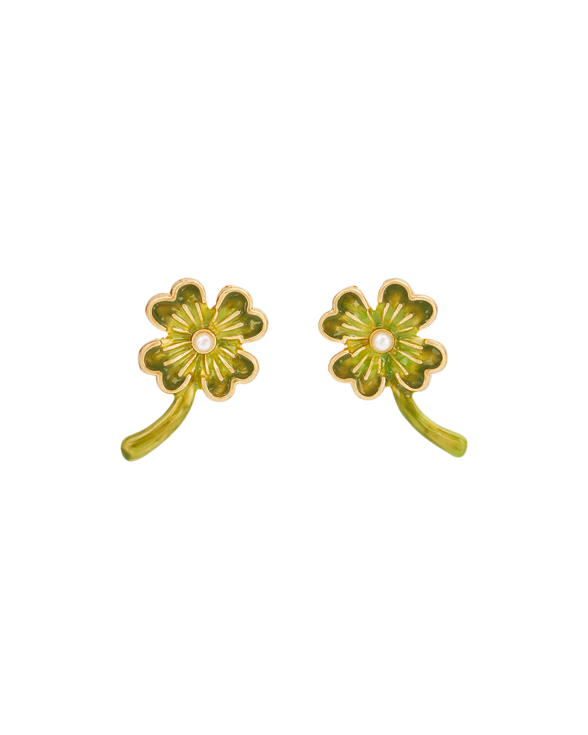 fable-england-lucky-clover-pearl-ohrstecker-gold-klee image 1