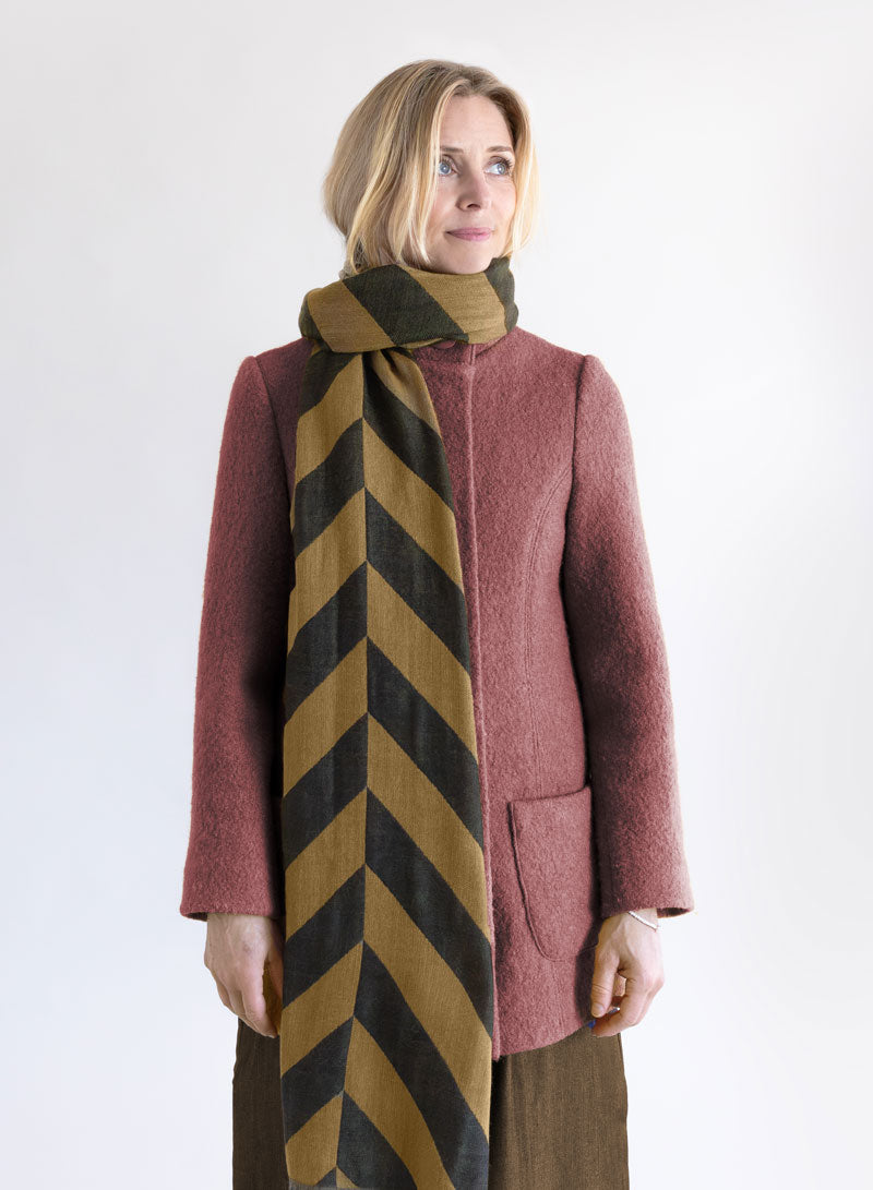 djian-bold-stripes-schal-schurwolle-braun-gr-n image 1