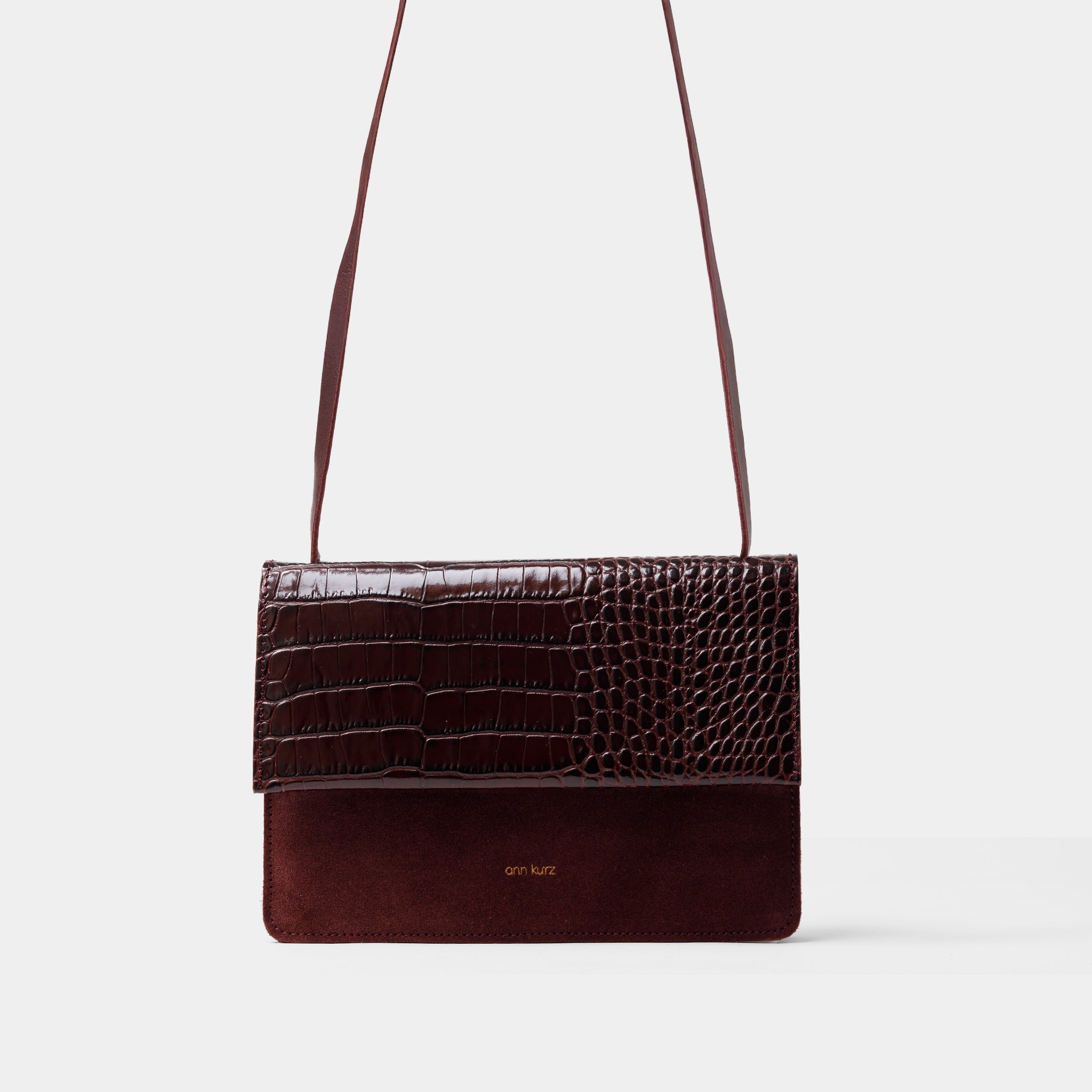 ann-kurz-phone-bag-medium-mix-croco-burgundy-handytasche-leder image 2