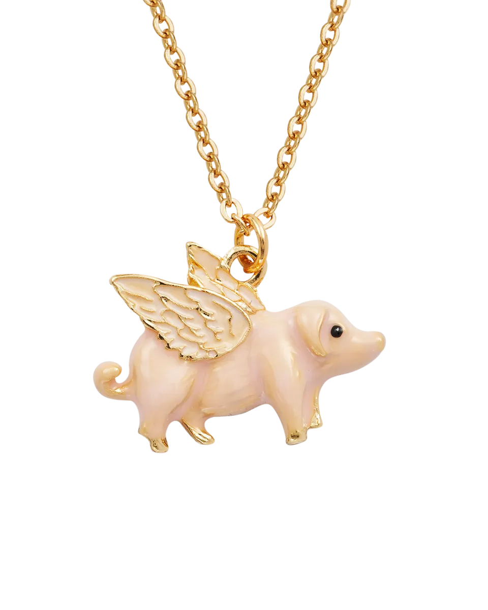 fable-england-flying-pig-halskette-gold-emaille-schwein image 1