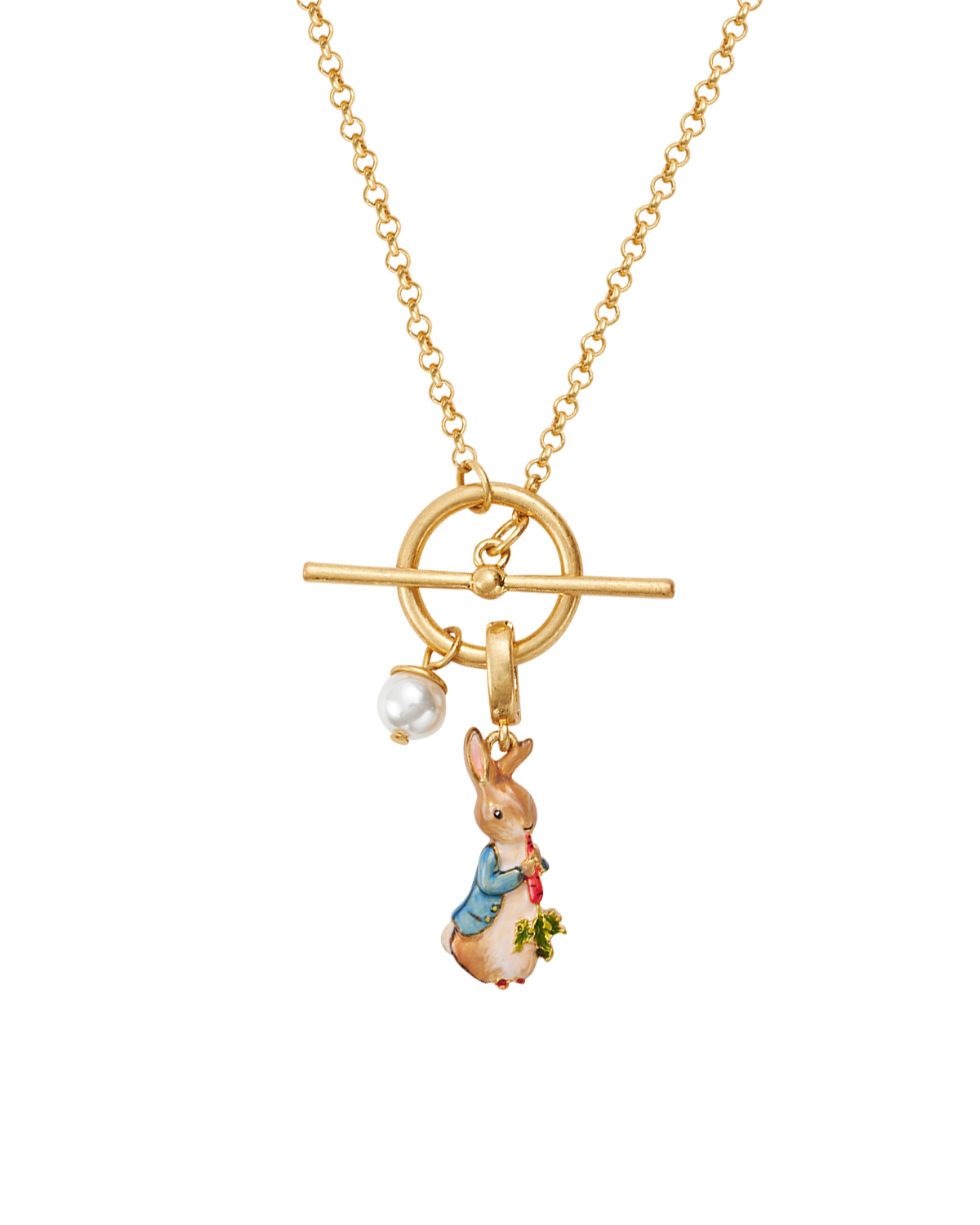 fable-england-peter-rabbit-halskette-gold-emaille-perle-hase image 1